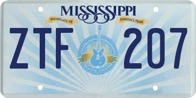 MS license plate ZTF207