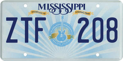 MS license plate ZTF208