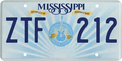 MS license plate ZTF212