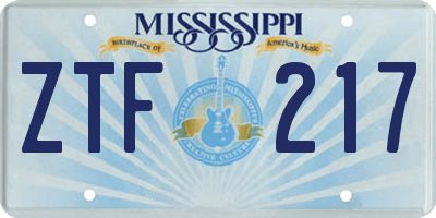 MS license plate ZTF217