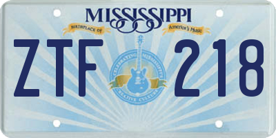 MS license plate ZTF218