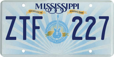 MS license plate ZTF227
