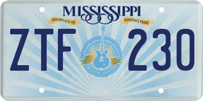 MS license plate ZTF230
