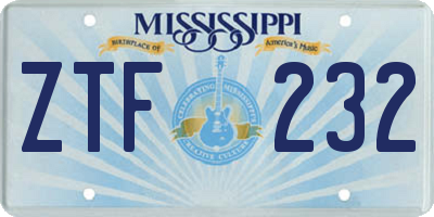 MS license plate ZTF232