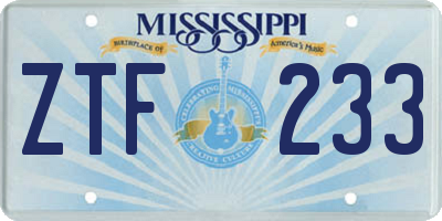 MS license plate ZTF233