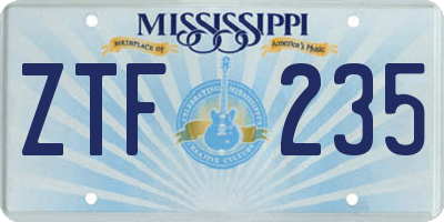 MS license plate ZTF235