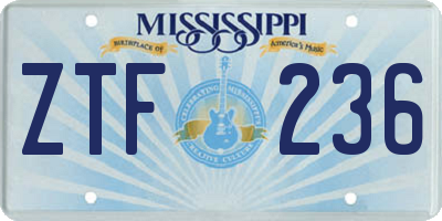 MS license plate ZTF236