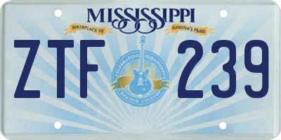 MS license plate ZTF239