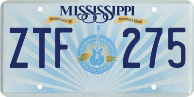 MS license plate ZTF275