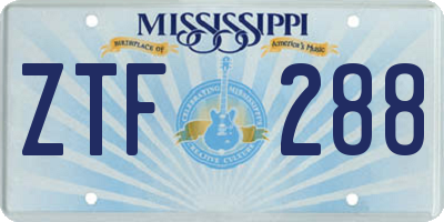MS license plate ZTF288