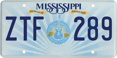 MS license plate ZTF289