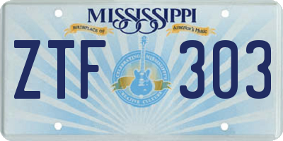 MS license plate ZTF303