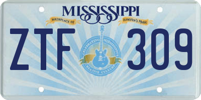 MS license plate ZTF309