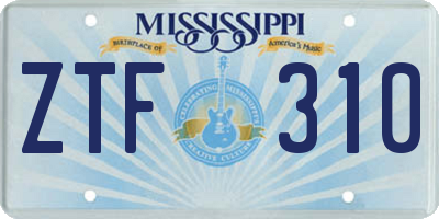 MS license plate ZTF310