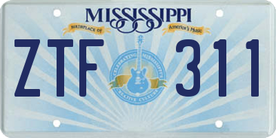 MS license plate ZTF311