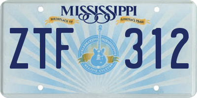 MS license plate ZTF312