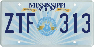 MS license plate ZTF313