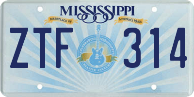 MS license plate ZTF314