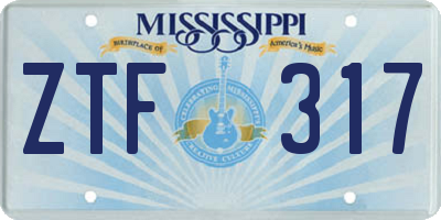 MS license plate ZTF317