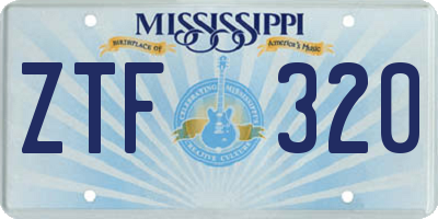 MS license plate ZTF320