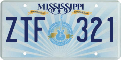 MS license plate ZTF321