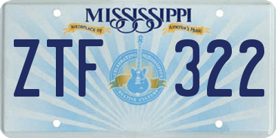 MS license plate ZTF322