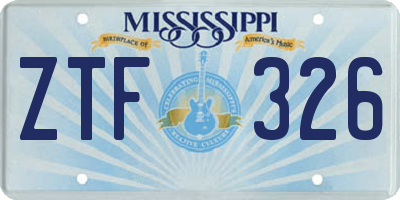 MS license plate ZTF326