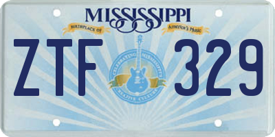 MS license plate ZTF329
