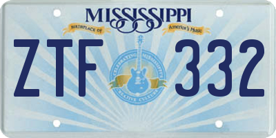 MS license plate ZTF332