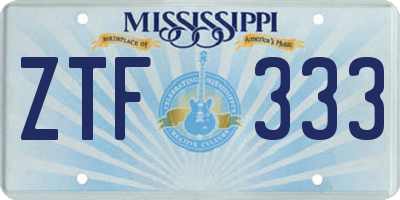 MS license plate ZTF333
