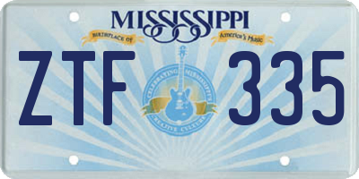 MS license plate ZTF335