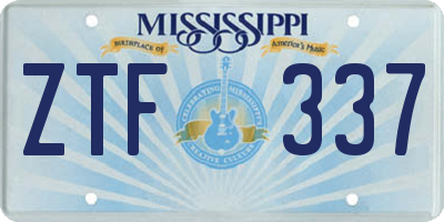 MS license plate ZTF337