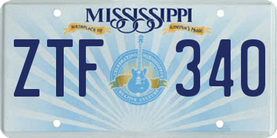 MS license plate ZTF340
