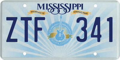 MS license plate ZTF341