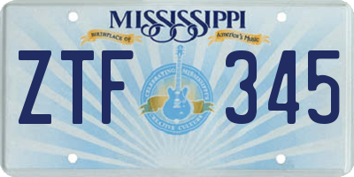 MS license plate ZTF345