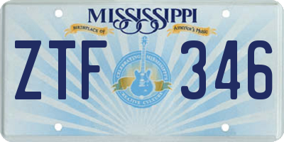 MS license plate ZTF346
