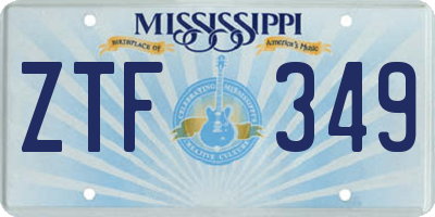 MS license plate ZTF349