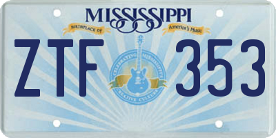 MS license plate ZTF353