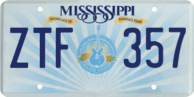 MS license plate ZTF357