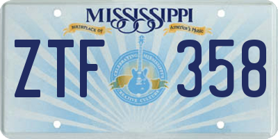 MS license plate ZTF358