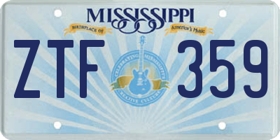 MS license plate ZTF359