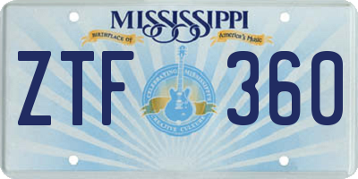 MS license plate ZTF360