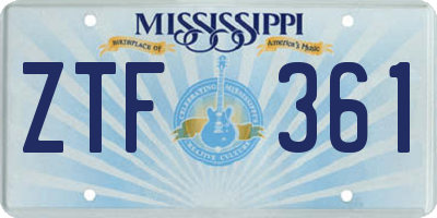 MS license plate ZTF361