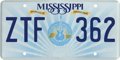 MS license plate ZTF362