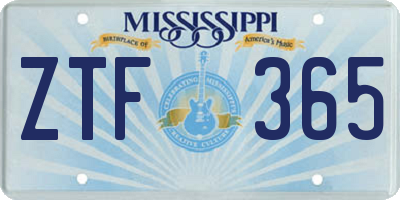 MS license plate ZTF365