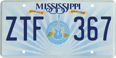 MS license plate ZTF367