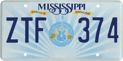 MS license plate ZTF374