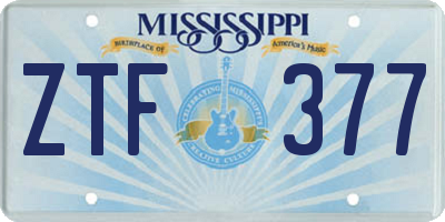 MS license plate ZTF377