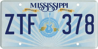 MS license plate ZTF378