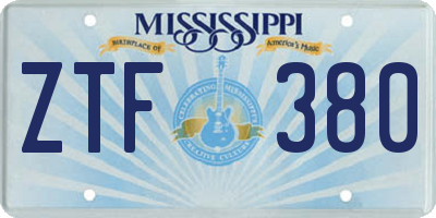 MS license plate ZTF380
